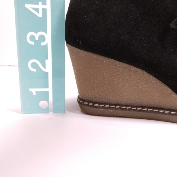 J Crew MacAlister Suede Wedge Ankle Boot Lace Up Black size 8 - Picture 10 of 11